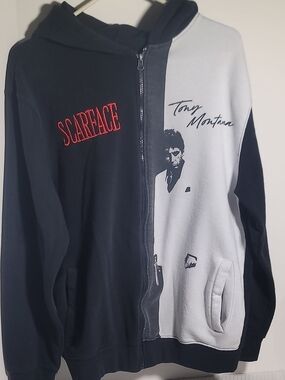 Scarface Tony Montana Two-Tone Black & White Zip Hoodie
